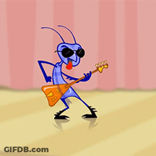 A Cartoon Ant Is Playing A Guitar With Sunglasses On GIF