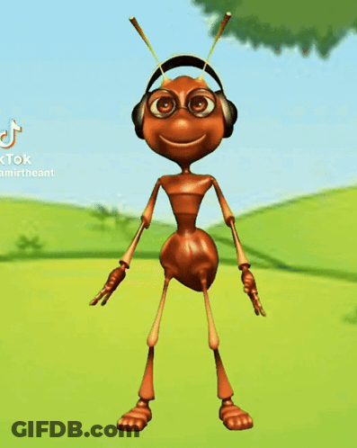 A Cartoon Ant Wearing Headphones And Sunglasses Is Dancing GIF