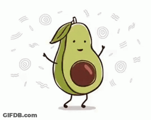 A Cartoon Avocado With Arms And Legs And A Leaf On Its Head . GIF