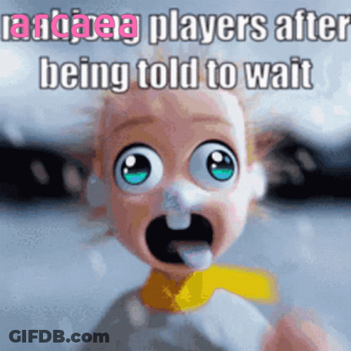 A Cartoon Baby Is Being Told To Wait By A Person GIF