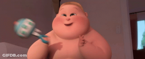 A Cartoon Baby Is Holding A Rattle With The Letter G On It GIF