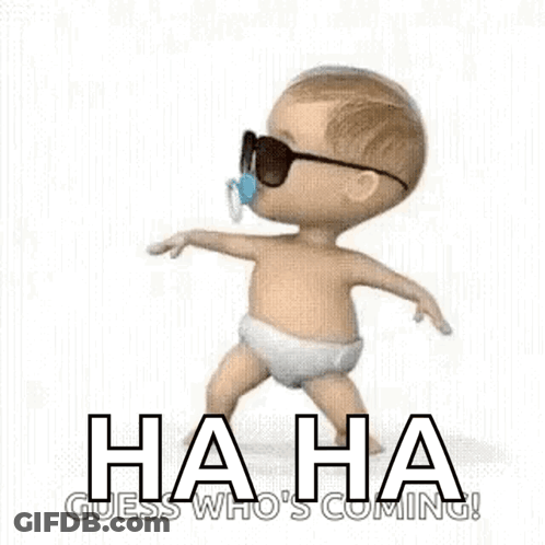 A Cartoon Baby Wearing Sunglasses And A Pacifier Is Walking . GIF