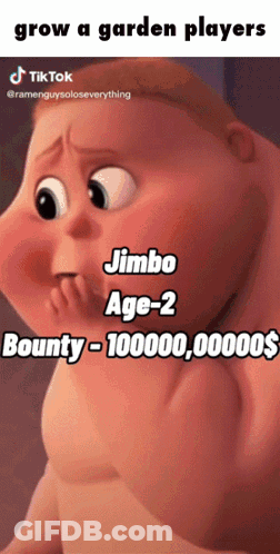A Cartoon Baby With The Words Grow A Garden Players Written On It GIF