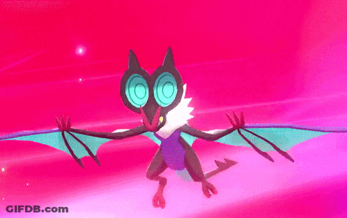 A Cartoon Bat Is Flying In The Air With A Pink Background GIF