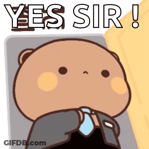 A Cartoon Bear In A Suit And Tie Is Saying " Yes Sir " GIF