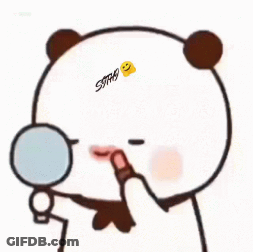 A Cartoon Bear Is Applying Lipstick And Looking At Himself In The Mirror GIF