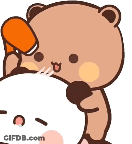 A Cartoon Bear Is Brushing Its Teeth With A Brush . GIF