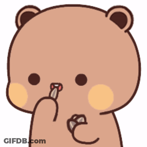 A Cartoon Bear Is Holding A Piece Of Bread In Its Mouth GIF
