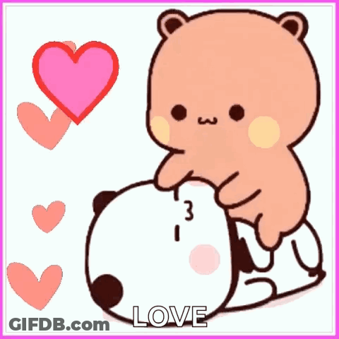 A Cartoon Bear Is Hugging Another Bear With A Heart That Says " I Love You " GIF