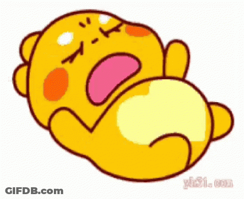 A Cartoon Bear Is Laying On Its Back With Its Eyes Closed . GIF