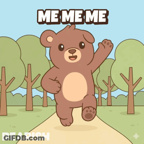 A Cartoon Bear Is Running Down A Path With The Words Meme Me Above It GIF