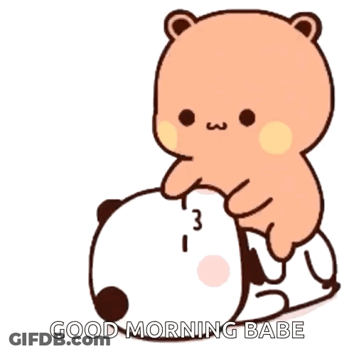 A Cartoon Bear Is Sitting On Top Of A Panda Bear And Says Good Morning Babe . GIF