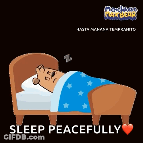 A Cartoon Bear Is Sleeping In A Bed With A Blue Blanket GIF