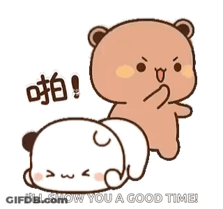 A Cartoon Bear Is Standing Next To A Panda Bear And Giving It A Piggyback Ride . GIF