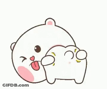 A Cartoon Bear Is Sticking Out Its Tongue And Making A Heart With Its Tongue . GIF