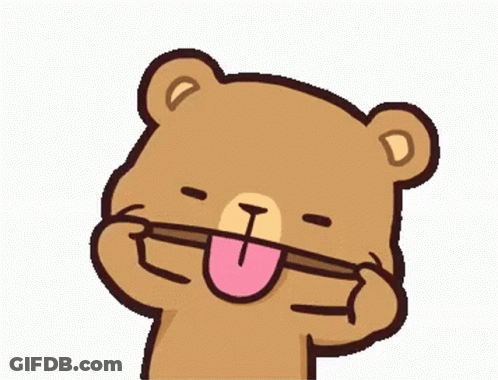 A Cartoon Bear Is Sticking Out Its Tongue GIF