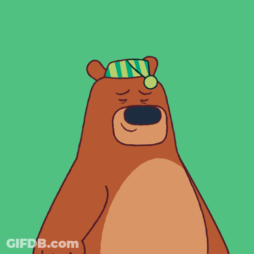 A Cartoon Bear Is Yawning With The Words Sleep Well Written Above Him GIF
