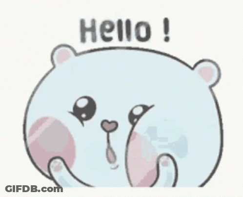 A Cartoon Bear Says Hello With A Heart In Its Mouth . GIF