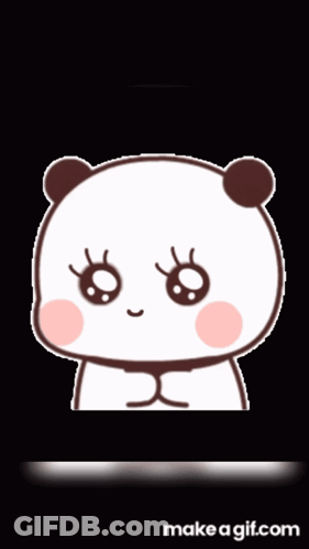A Cartoon Bear Says How Much Do You Love Me On A Black Background GIF