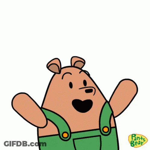 A Cartoon Bear Says It 'S Friday With Confetti Falling Around Him GIF
