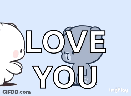 A Cartoon Bear Says " Love You " Next To A White Bear GIF