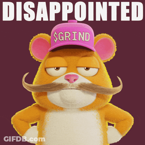 A Cartoon Bear Wearing A Pink Hat That Says Grind On It GIF
