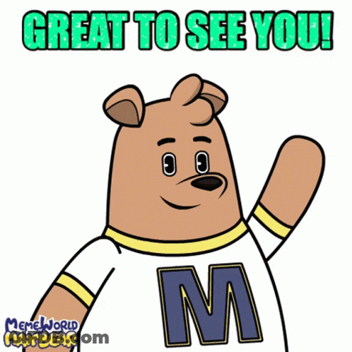 A Cartoon Bear Wearing A Shirt That Says M On It GIF