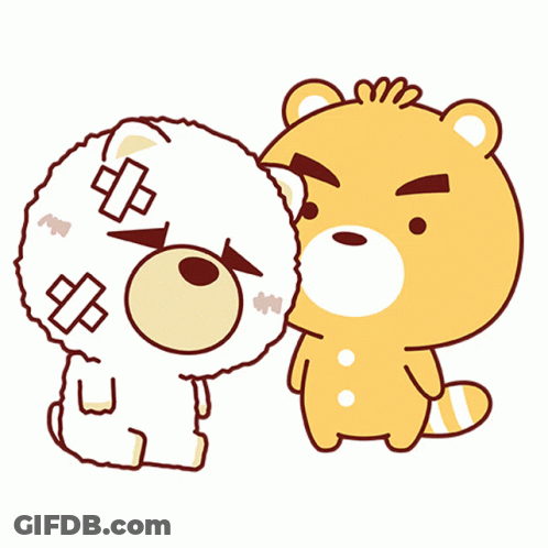 A Cartoon Bear With A Bandage On His Head GIF