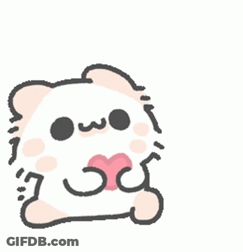 A Cartoon Bear With A Heart In Its Mouth . GIF