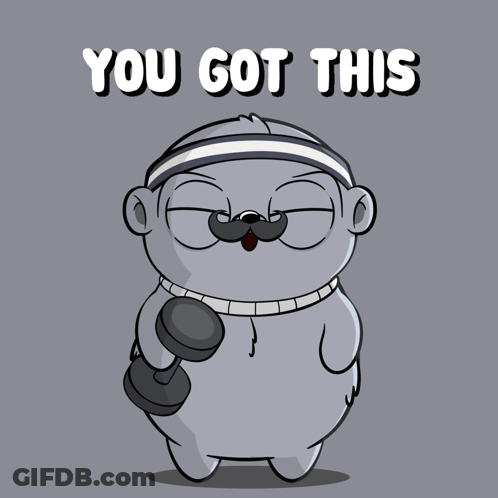 A Cartoon Bear With A Mustache Is Holding A Dumbbell And The Words You Got This Behind Him GIF
