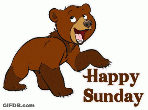 A Cartoon Bear With The Words Happy Sunday Written Below It GIF