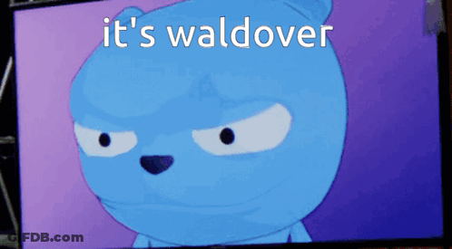 A Cartoon Bear With The Words It 'S Waldover Written Above It GIF