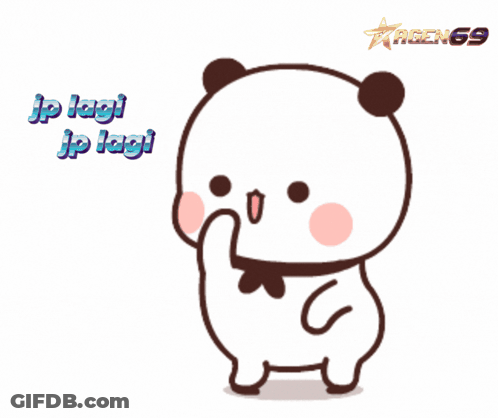 A Cartoon Bear With The Words " Jp Lagi Jp Lagi " On The Bottom GIF