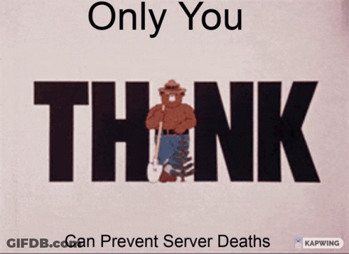 A Cartoon Bear With The Words Only You Can Prevent Server Deaths On It GIF