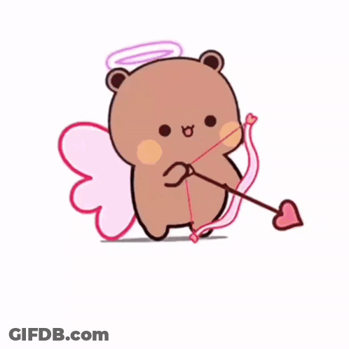 A Cartoon Bear With Wings And A Bow And Arrow . GIF
