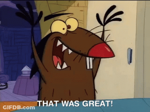 A Cartoon Beaver Says That Was Great In A Room GIF