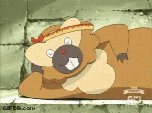 A Cartoon Beaver Wearing A Hat Is Laying Down On A Wall . GIF