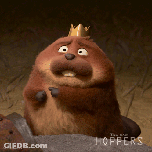 A Cartoon Beaver With A Crown On His Head Is From Disney Pixar Hoppers GIF