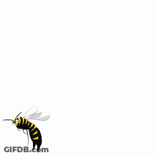 A Cartoon Bee Is Flying On A White Background GIF