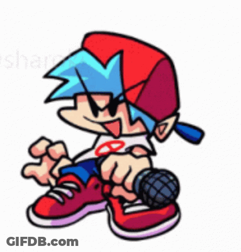 A Cartoon Boy Is Holding A Microphone And Wearing A Hat . GIF