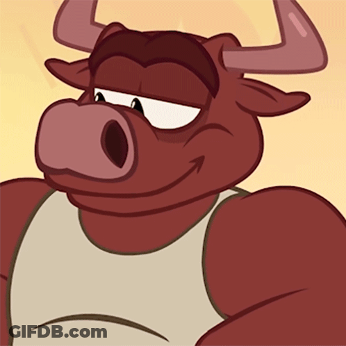 A Cartoon Bull Is Wearing A Tank Top And Has A Serious Expression On His Face GIF