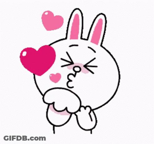 Cartoon Bunny Blowing Kiss With Pink Heart GIF