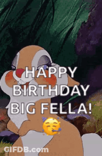 A Cartoon Bunny Says Happy Birthday Big Fella . GIF