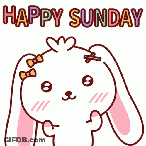 A Cartoon Bunny Says Happy Sunday With A Heart In Its Hair GIF