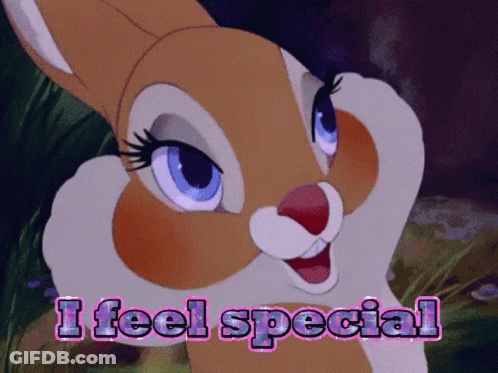 A Cartoon Bunny Says I Feel Special GIF