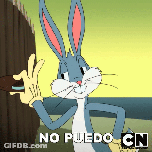 A Cartoon Bunny Says No Puedo Cn GIF