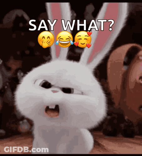 Cartoon Bunny Saying Say What With Emojis GIF