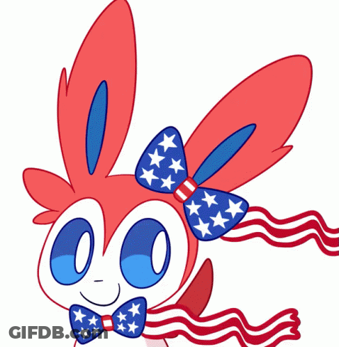 A Cartoon Bunny Wearing A Bow Tie With Stars And Stripes GIF