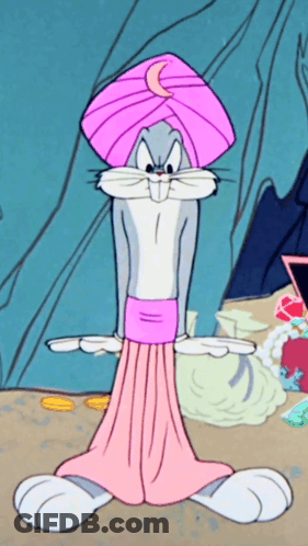 A Cartoon Bunny Wearing A Pink Turban And A Pink Skirt GIF