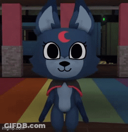 A Cartoon Bunny With A Crescent Moon On Its Head GIF